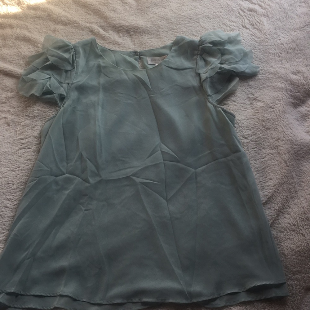 Flutter sleeve mint green top